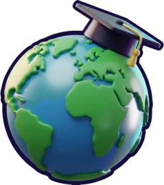 A toy globe wearing a graduation cap